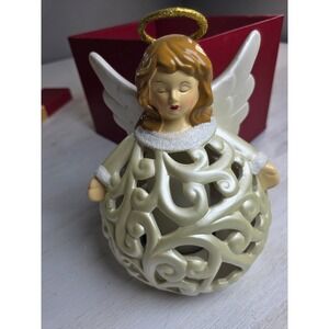 Home Reflections LED Lighted Angel Figurine Ceramic Christmas Decor Boxed 7.5"